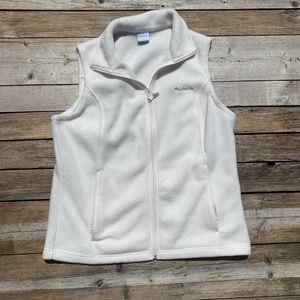COLUMBIA • White Fleece Vest With Pockets